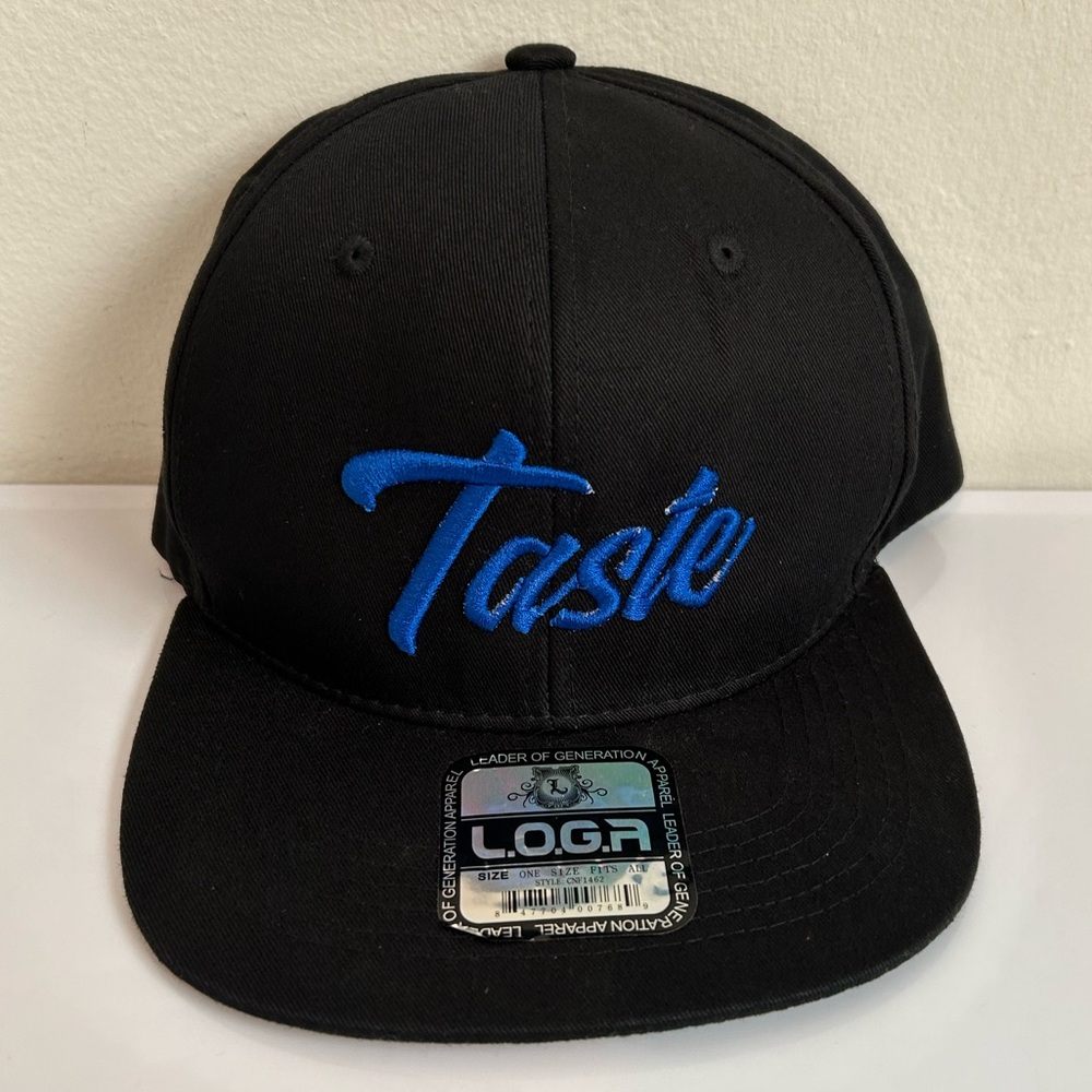 New TASTE By Leader 3D Embroidered Graphic Baseball Cap Snapback Hat black/blue